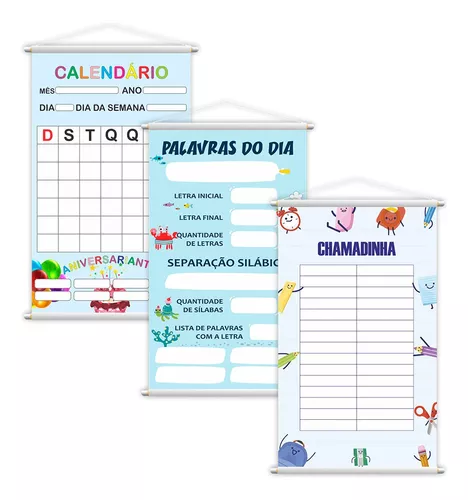 Kit de 2 Banners Escolares Calendário e Aniversariantes + Chamadinha 30  alunos - Loja PlimShop