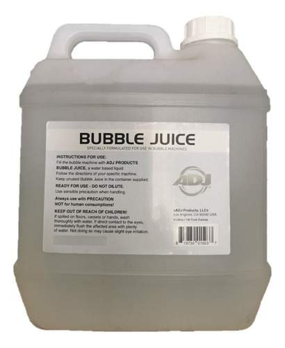 Caja 4 Galones Liquido Maquina De Burbujas Adj Bubble Juice Fragancia Neutro