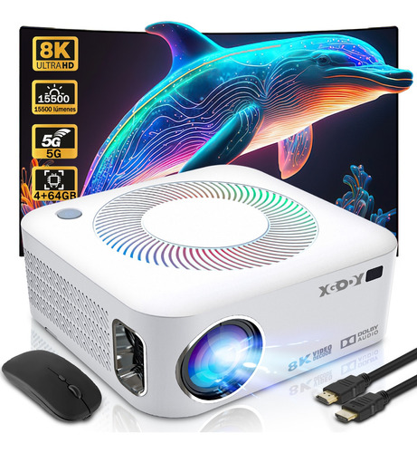 Proyector Android Xgody 8k 5gwifi 4+64gb Ram Fullhd 15500 Lm