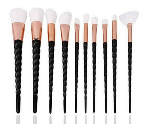 Set 10 Piezas Brochas Pinceles Maquillaje Unicornio Colores