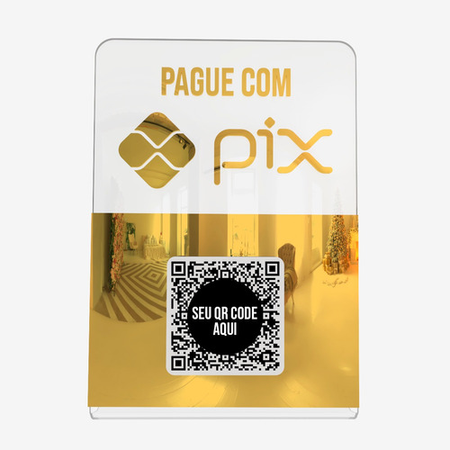 Placa Pix Qr Code Decoração Balcão Acrílico Transparente Esp