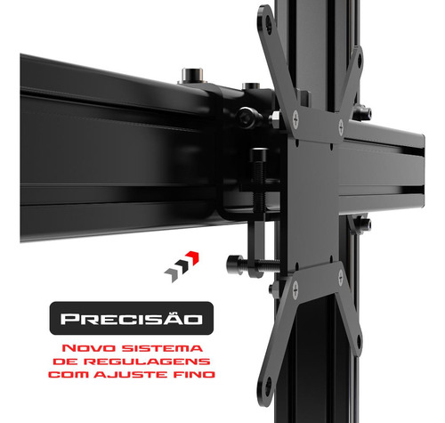 Suporte De Alumínio Para 03 Telas Cockpits Extreme Simracing