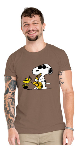 Polera Snoopy Woodstock Jazz Peanuts Algodon Organico Wiwi