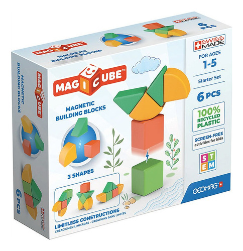 Juego De 6 Cubos Magnéticos Magicube Starter Set Niño 1 Año+