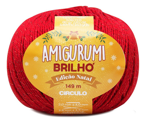 Fio Amigurumi Círculo Brilho Edição Natal 80g 149mts Cor Vermelho