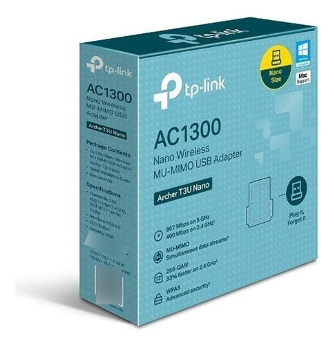 Adaptador Wifi Tp-link Archer T3u Nano Ac 1300 Mu-mimo