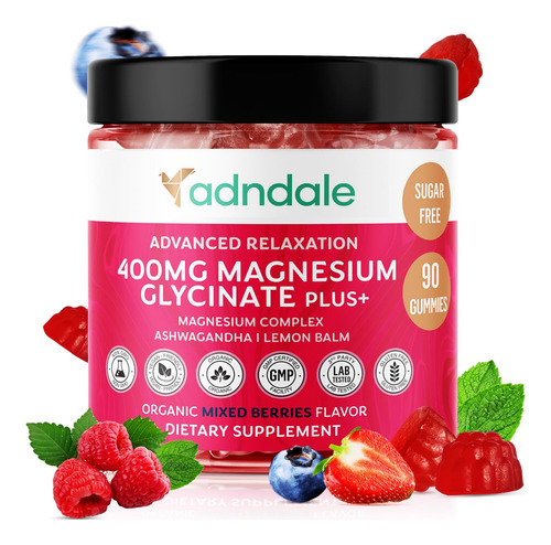Gomas De Glicinato De Magnésio Adndale 400 Mg 90 Ct Com Ashw