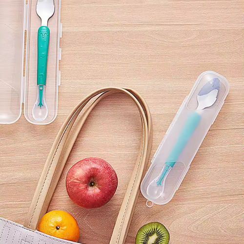 Cuchara Bebé Silicona Para Alimentos De Doble Cabeza Chufi Rosa