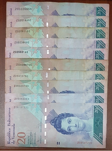 10 Billetes Serial  Z  De 20 Bolivares. 