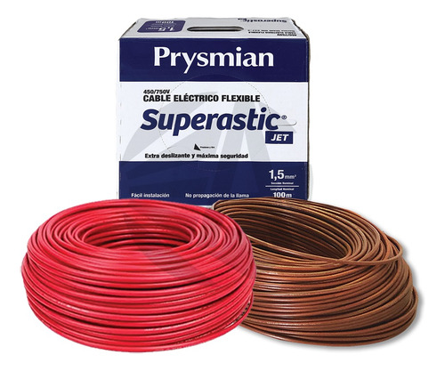 Cable Unipolar Prysmian 1.5mm X2 Pack Rojo+marron X100mts Ea