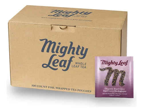 Té Oscuro Mighty Leaf Té Earl Grey Orgánico, 100 Bolsitas De