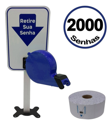 Dispensador De Senhas + Placa + Pedestal Mesa + 2000 Senhas