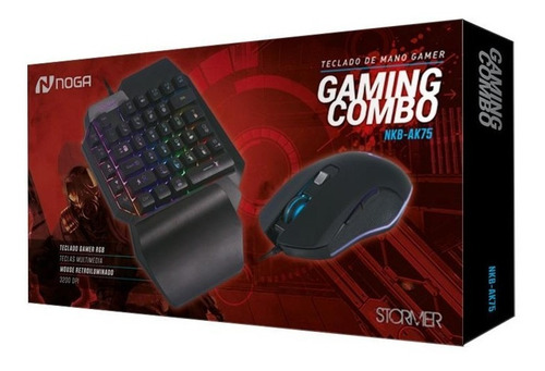 Imagen 2 de 2 de Kit Teclado Una Mano + Mouse Gamer Juegos Led Rgb Noga Ak75