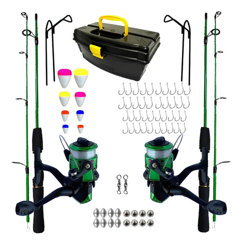 Imagem 1 de 4 de Kit Traia De Pesca Completo Vara Molinete Maleta Pronto Uso
