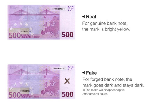 Imagen 6 de 9 de Portátil Mini Billete Tester Pluma Falsa Detector De Dinero