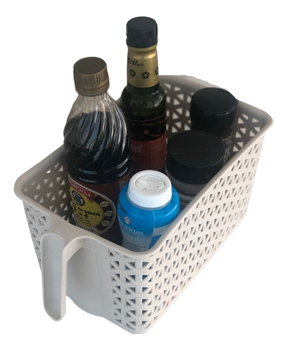 Canastos Organizador Caja Plastico Mediano Manija X5 P