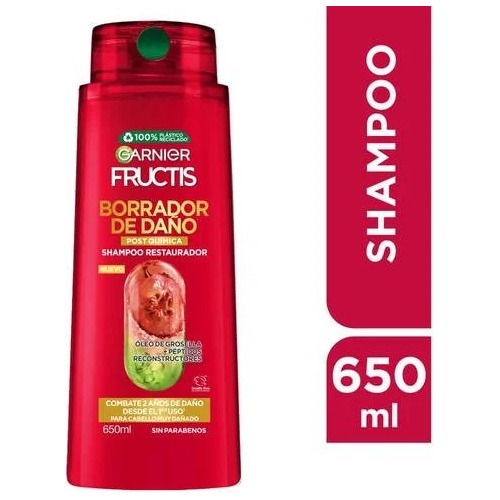 Shampoo Garnier Fructis Borrador De Daño Post Química 650ml