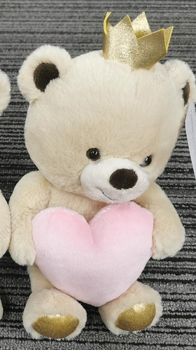 Oso Felpa Ultrasuave Corazon Y Corona 20cm Miniso Love Color Beige