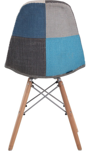 Imagen 4 de 4 de Kit X 4 Silla Eames Tapizada Color Azul Patas En Madera