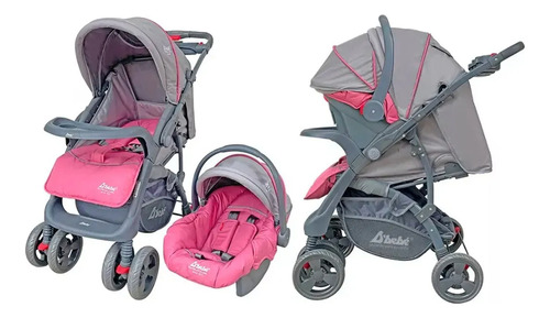 Carriola Para Bebe Reversible Portabebe D'bebé Aventura Rosa Rosa Gris
