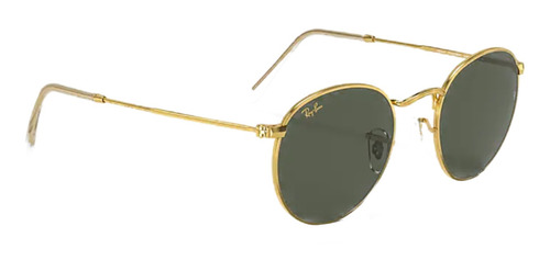 Anteojos de sol Ray-Ban Round Metal Legend Standard con marco de metal color polished gold, lente green de cristal clásica, varilla polished gold de metal - RB3447