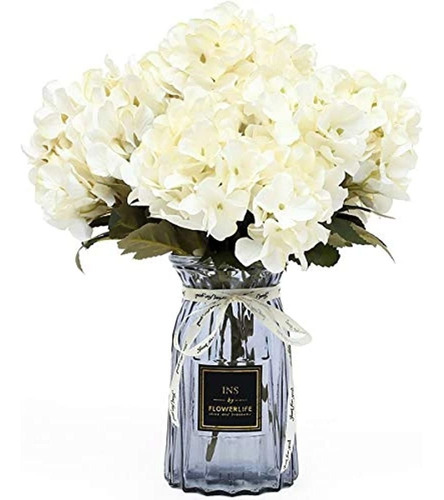 Ultraoutlet 4 Paquetes De Flores De Hortensia De Seda Blanca
