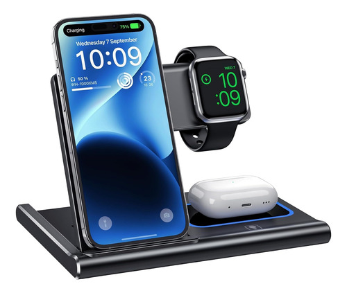 Estación De Carga Inalámbrica Para Celular Airpod Iwatch 15w