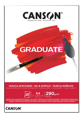 Bloco Canson Graduate Óleo & Acrílico 290g A4 20 Folhas