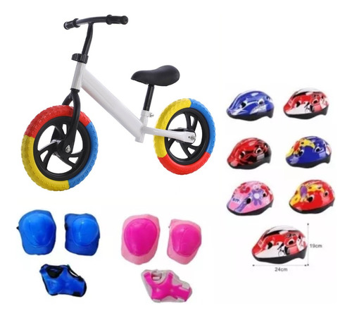 Bicicleta Equilibrio Sin Pedales + Set De Proteccion + Casco