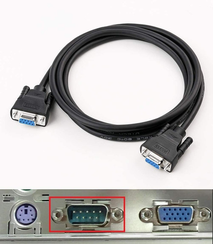 5m Cable Serie RS232 Puerto COM Cable de Datos Alargado DB9 Hembra a Hembra Conexión Directa de 9 Pines