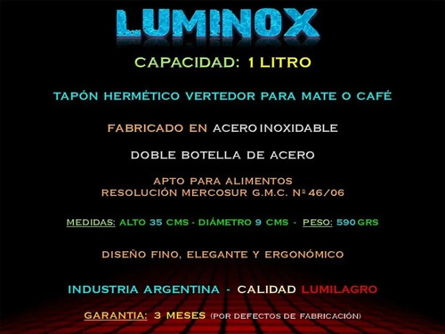 Imagen 7 de 9 de Termo Lumilagro Original De Acero Inoxidable Con Pico Matero
