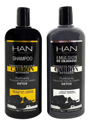 Shampoo Acondicionador  Han Carbon Purificante Detox 500