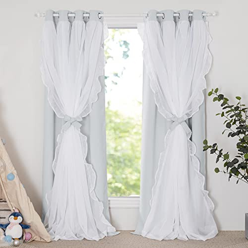 Cortinas Shabby Chic De Doble Capa Para Dormitorio 132x213 C