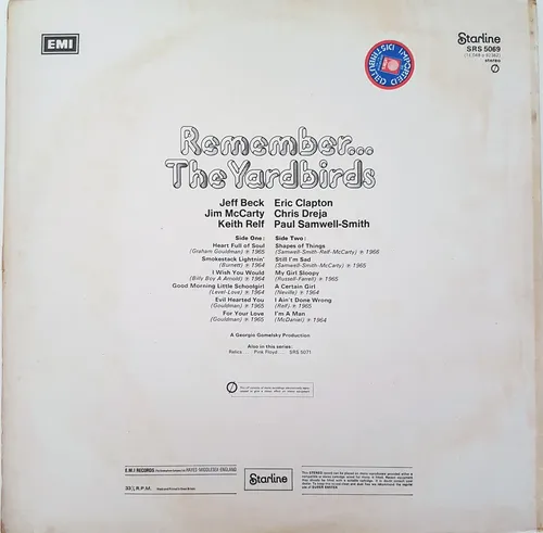 Lp Vinil Remember The Yardbirds - 1971 Uk - Vg / Vg