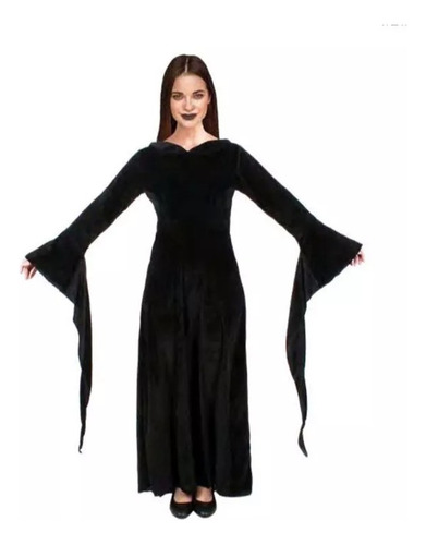 Vestido Morticia Addams Traje  Mujer Halloween 