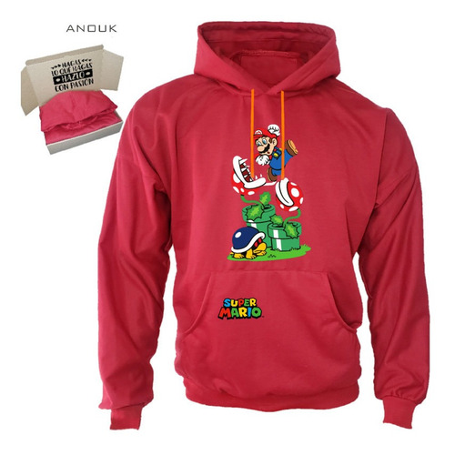 Imagen 5 de 9 de Buzo Hoodie Personalzable Artesanal Super Mario Unisex