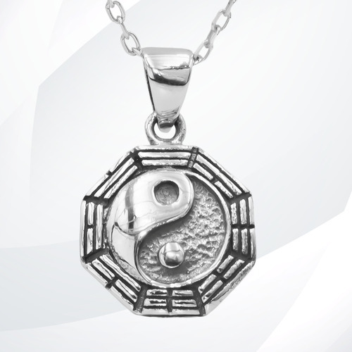 Collar Yin Yang Luz Y Oscuridad Plata Fina + Cadena | M198