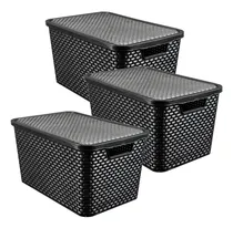 Comprar Arqplast Set 3 cajas simil rattan negro
