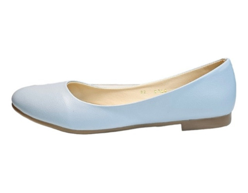 Flats Azul Cielo Piel Sintetica Balerina Casual Dama