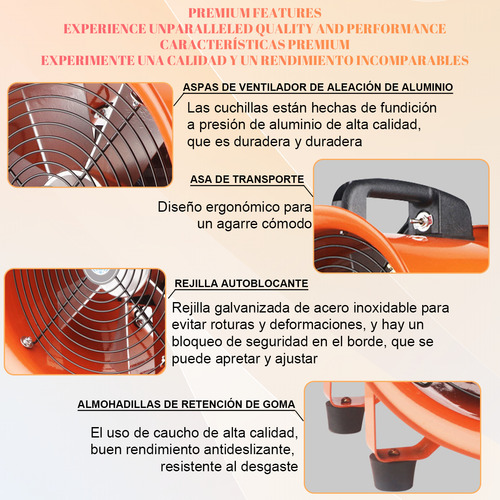 Extractor De Aire Industrial Ventilador 12'' Con Conducto 5m