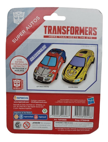 Autito Transformers Optimus Bumblebee Super Auto Juguete