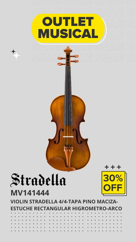 Violin Stradella 4/4-tapa Pino Maciza Mv141444 Outlet