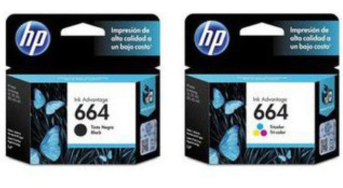 Combo Hp 664 Negro Y Color Original