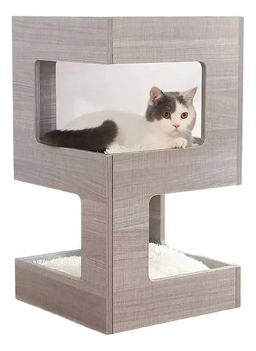 Casa De Mascotas Mueble Cama De Gatos Diseño Hermoso Madera 