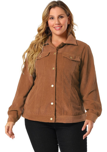 Chaqueta Talla Grande Abrigo Camisa De Pana Con Bolsillos