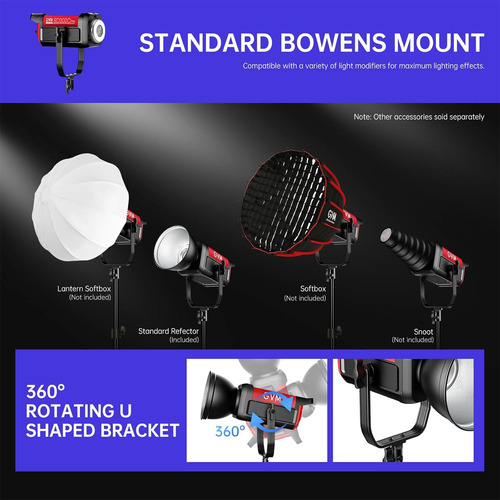 Lámpara De Vídeo Gvm 300c Rgb 300w Studio Con Soporte Bowens