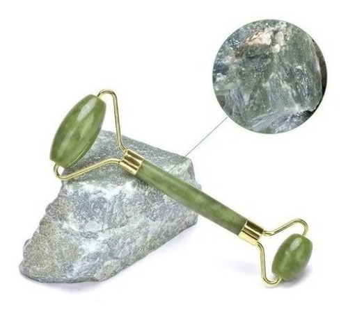 Masajeador Rodillos Piedra Jade Doble Facial Corporal