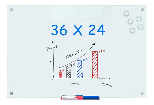 Pizarra  Blanca De Cristal, 3 X 2 Pies,  Magnética D Pmp