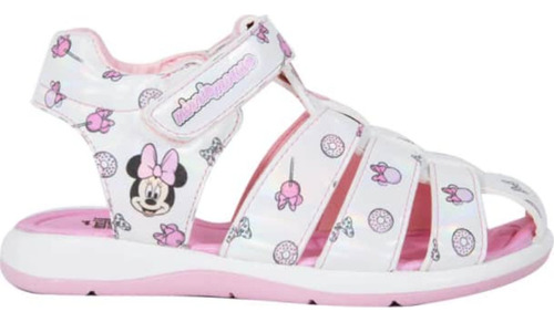 Sandalia De Piso Estampada Niñas Minnie Mouse Blanco