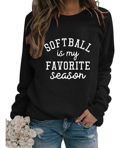 Softball Is My Favorite Season Sudadera Manga Larga Cuello